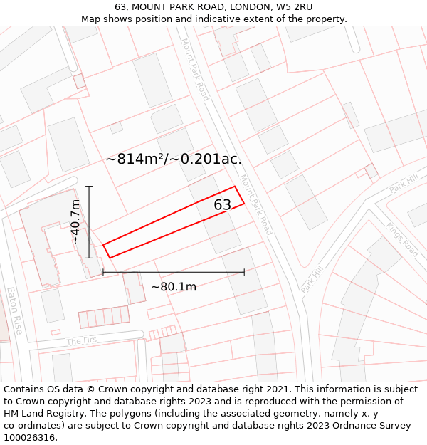 63, MOUNT PARK ROAD, LONDON, W5 2RU: Plot and title map