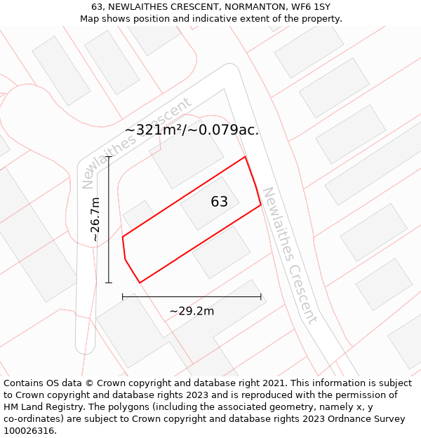 63, NEWLAITHES CRESCENT, NORMANTON, WF6 1SY: Plot and title map