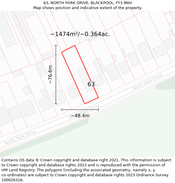 63, NORTH PARK DRIVE, BLACKPOOL, FY3 8NH: Plot and title map