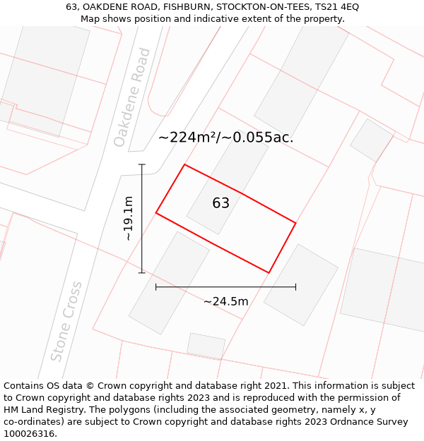 63, OAKDENE ROAD, FISHBURN, STOCKTON-ON-TEES, TS21 4EQ: Plot and title map