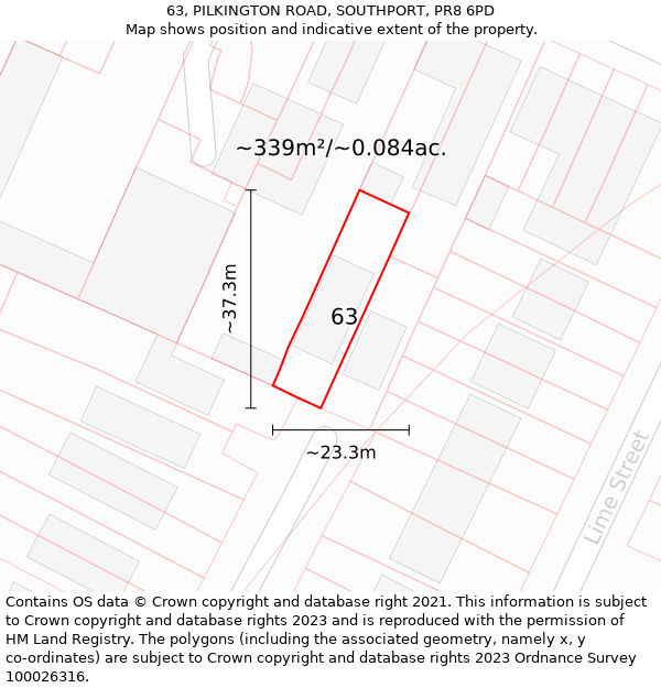 63, PILKINGTON ROAD, SOUTHPORT, PR8 6PD: Plot and title map