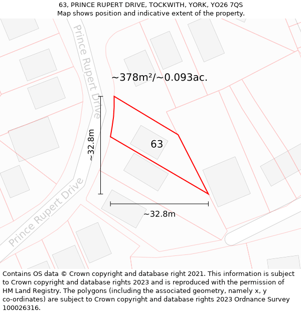 63, PRINCE RUPERT DRIVE, TOCKWITH, YORK, YO26 7QS: Plot and title map