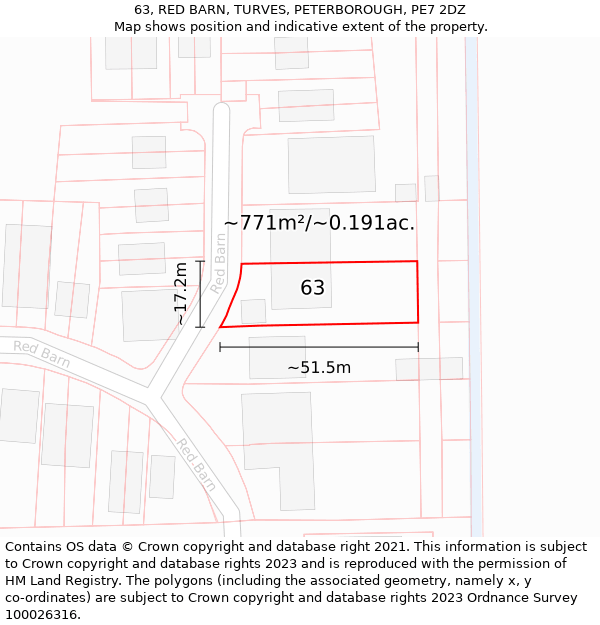 63, RED BARN, TURVES, PETERBOROUGH, PE7 2DZ: Plot and title map