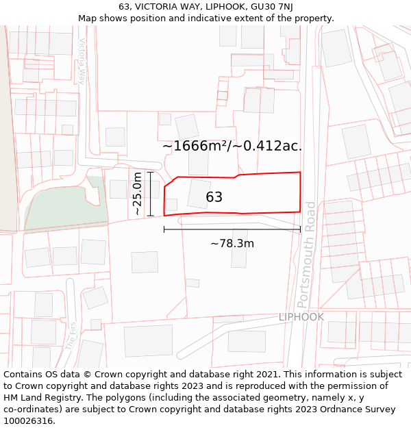 63, VICTORIA WAY, LIPHOOK, GU30 7NJ: Plot and title map