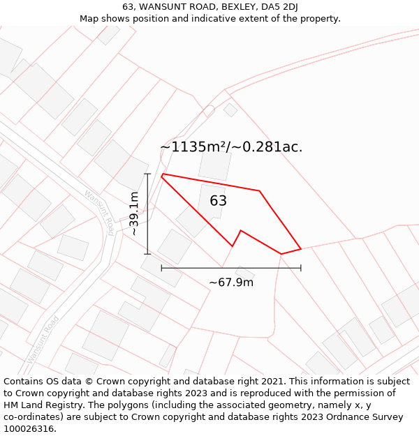 63, WANSUNT ROAD, BEXLEY, DA5 2DJ: Plot and title map