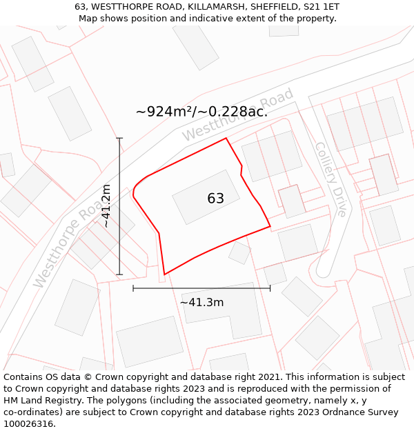 63, WESTTHORPE ROAD, KILLAMARSH, SHEFFIELD, S21 1ET: Plot and title map