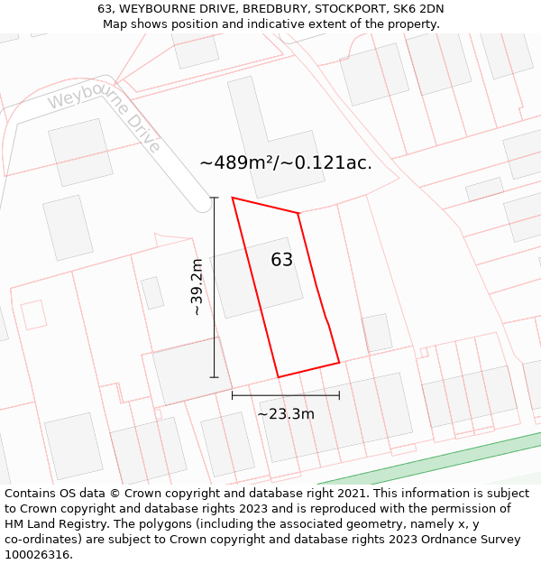 63, WEYBOURNE DRIVE, BREDBURY, STOCKPORT, SK6 2DN: Plot and title map