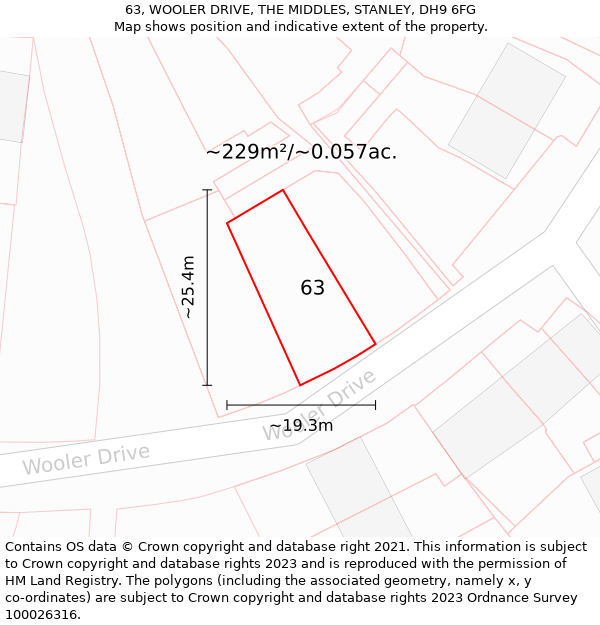 63, WOOLER DRIVE, THE MIDDLES, STANLEY, DH9 6FG: Plot and title map