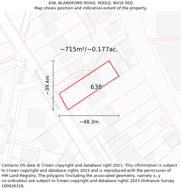 638, BLANDFORD ROAD, POOLE, BH16 5EQ: Plot and title map