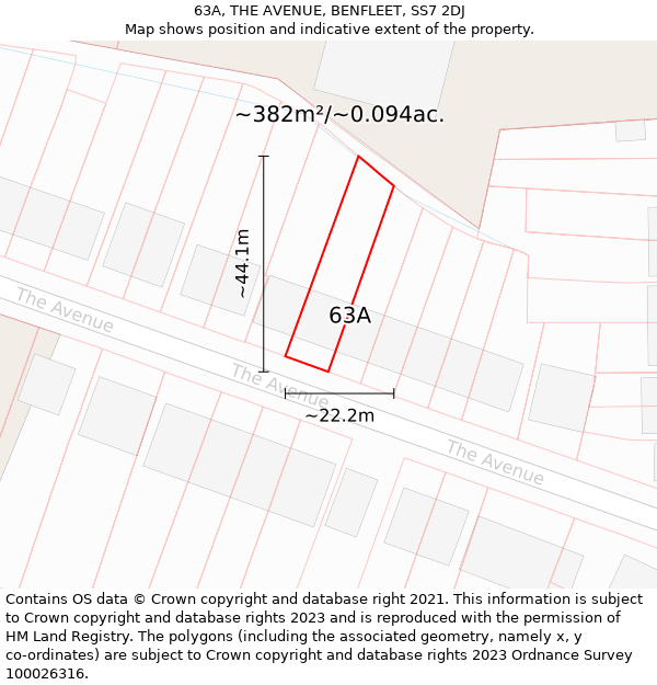 63A, THE AVENUE, BENFLEET, SS7 2DJ: Plot and title map