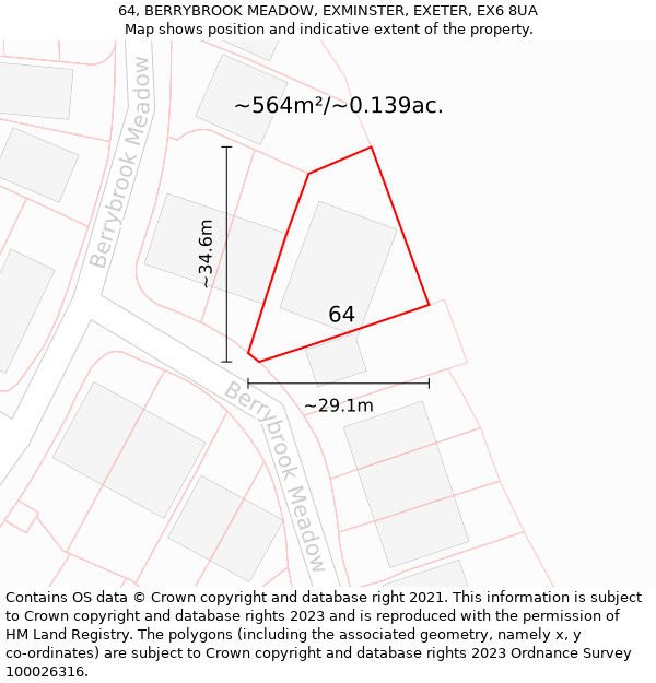 64, BERRYBROOK MEADOW, EXMINSTER, EXETER, EX6 8UA: Plot and title map