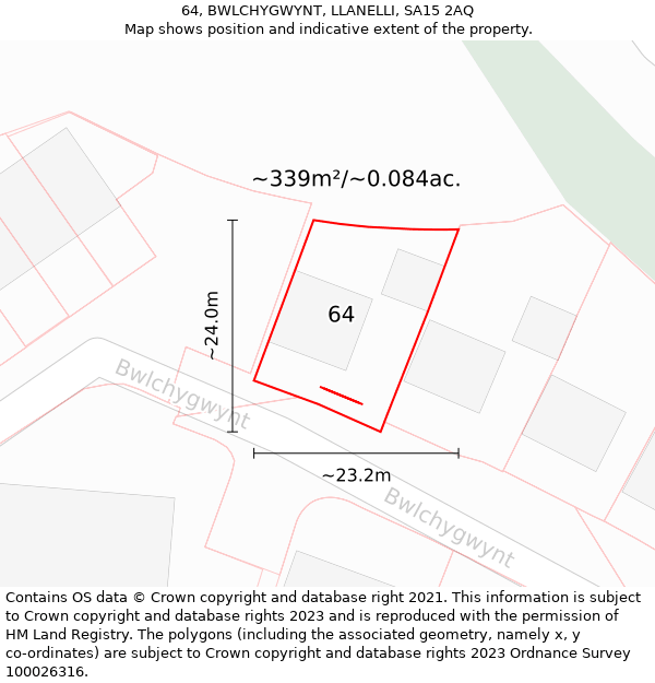 64, BWLCHYGWYNT, LLANELLI, SA15 2AQ: Plot and title map