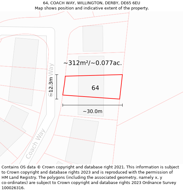 64, COACH WAY, WILLINGTON, DERBY, DE65 6EU: Plot and title map