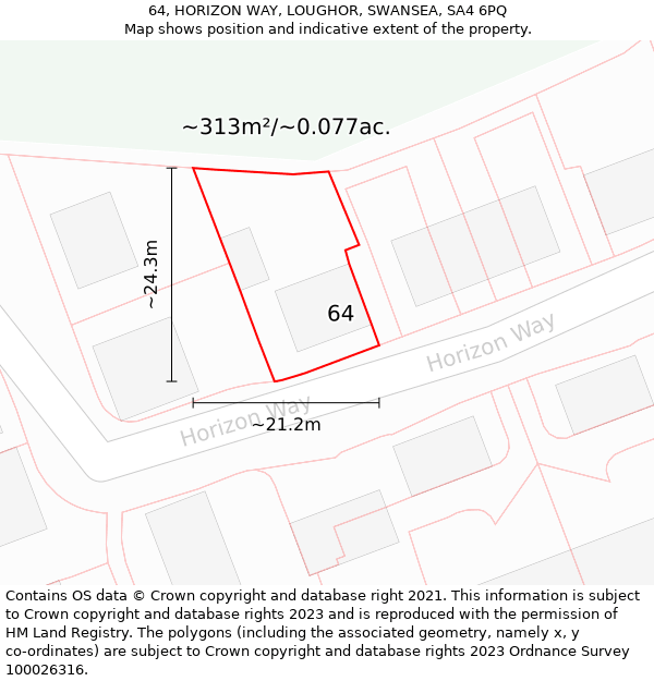 64, HORIZON WAY, LOUGHOR, SWANSEA, SA4 6PQ: Plot and title map