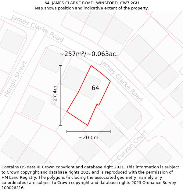 64, JAMES CLARKE ROAD, WINSFORD, CW7 2GU: Plot and title map