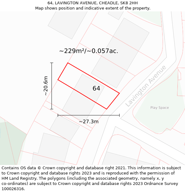 64, LAVINGTON AVENUE, CHEADLE, SK8 2HH: Plot and title map