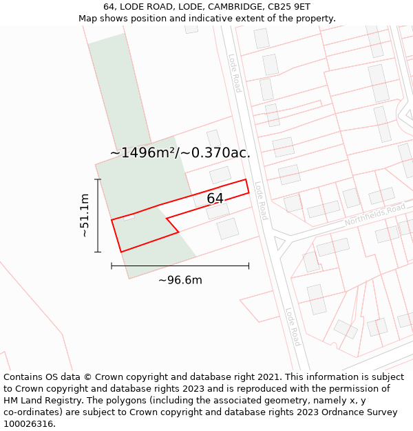 64, LODE ROAD, LODE, CAMBRIDGE, CB25 9ET: Plot and title map