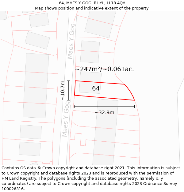 64, MAES Y GOG, RHYL, LL18 4QA: Plot and title map