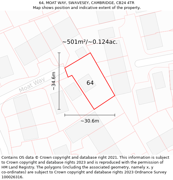 64, MOAT WAY, SWAVESEY, CAMBRIDGE, CB24 4TR: Plot and title map