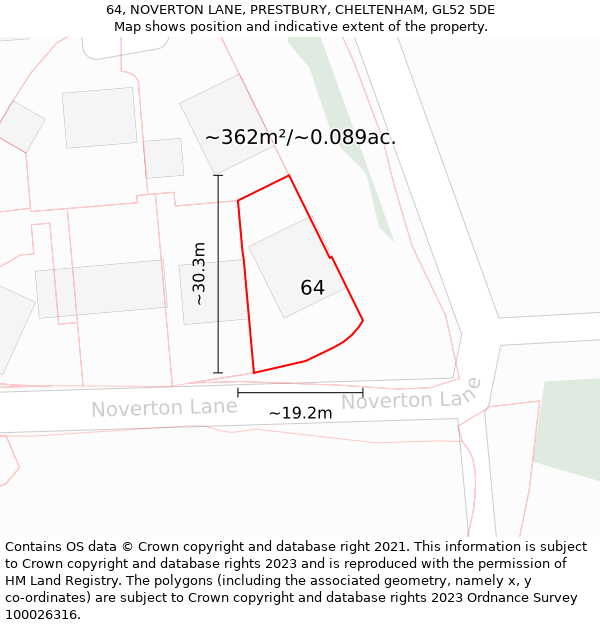 64, NOVERTON LANE, PRESTBURY, CHELTENHAM, GL52 5DE: Plot and title map