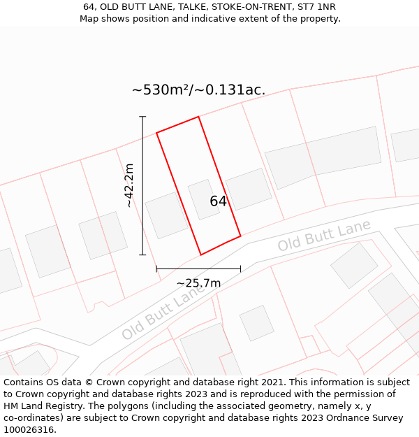 64, OLD BUTT LANE, TALKE, STOKE-ON-TRENT, ST7 1NR: Plot and title map