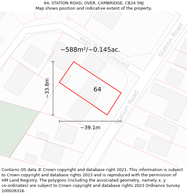 64, STATION ROAD, OVER, CAMBRIDGE, CB24 5NJ: Plot and title map