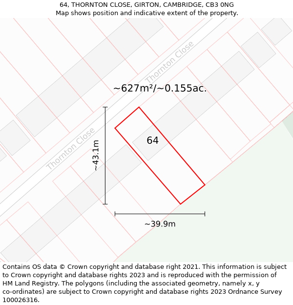 64, THORNTON CLOSE, GIRTON, CAMBRIDGE, CB3 0NG: Plot and title map