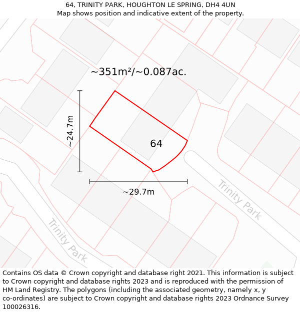 64, TRINITY PARK, HOUGHTON LE SPRING, DH4 4UN: Plot and title map