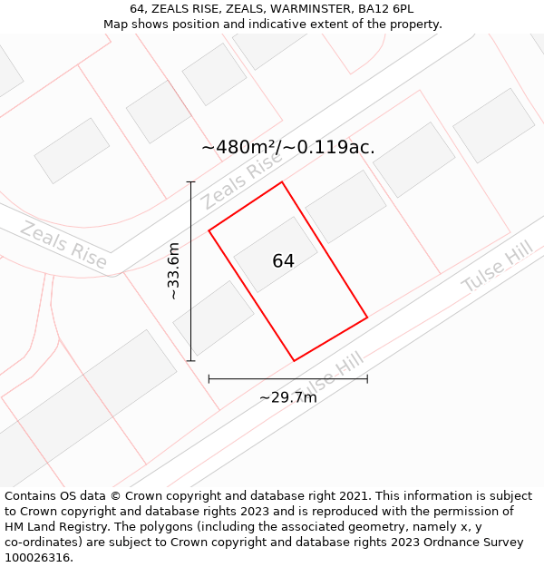 64, ZEALS RISE, ZEALS, WARMINSTER, BA12 6PL: Plot and title map