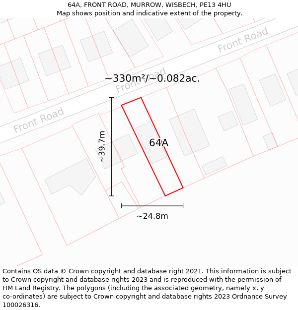 64A, FRONT ROAD, MURROW, WISBECH, PE13 4HU: Plot and title map