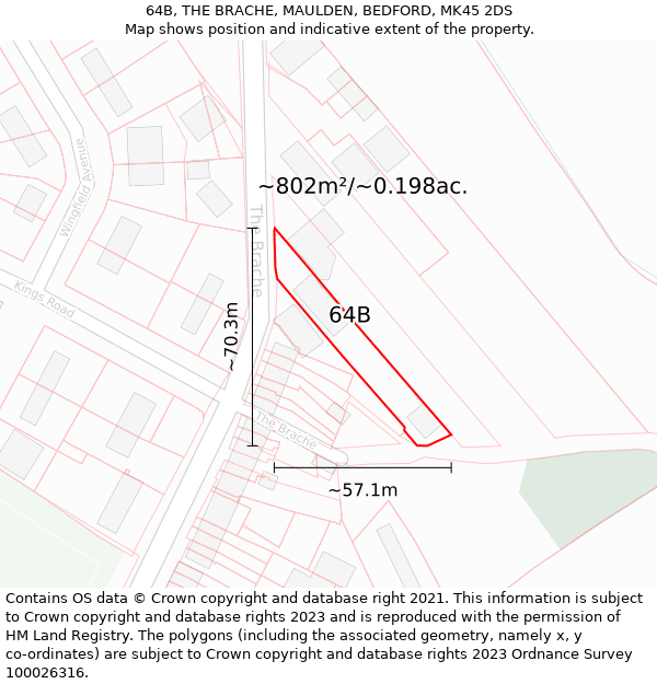 64B, THE BRACHE, MAULDEN, BEDFORD, MK45 2DS: Plot and title map