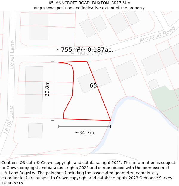 65, ANNCROFT ROAD, BUXTON, SK17 6UA: Plot and title map