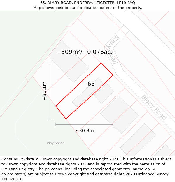 65, BLABY ROAD, ENDERBY, LEICESTER, LE19 4AQ: Plot and title map