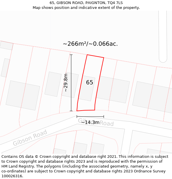 65, GIBSON ROAD, PAIGNTON, TQ4 7LS: Plot and title map