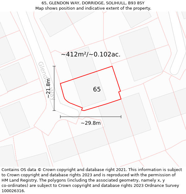 65, GLENDON WAY, DORRIDGE, SOLIHULL, B93 8SY: Plot and title map