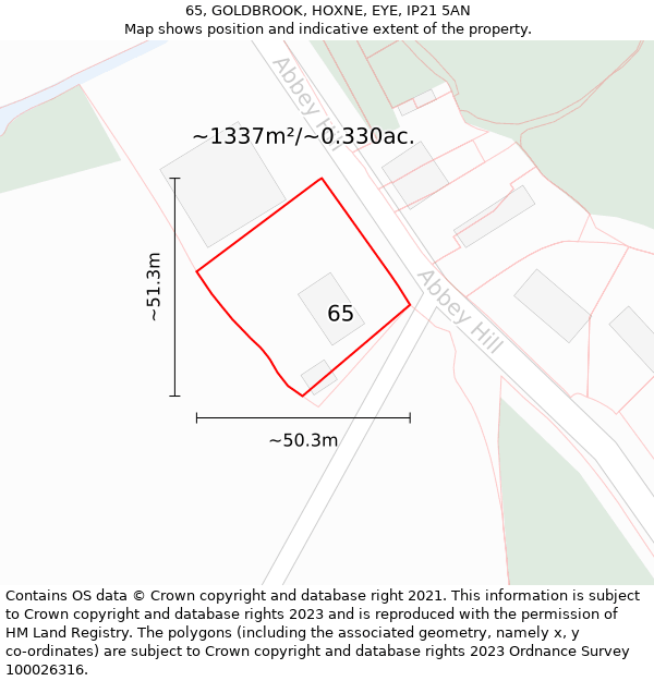 65, GOLDBROOK, HOXNE, EYE, IP21 5AN: Plot and title map