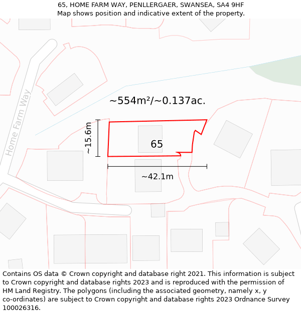 65, HOME FARM WAY, PENLLERGAER, SWANSEA, SA4 9HF: Plot and title map