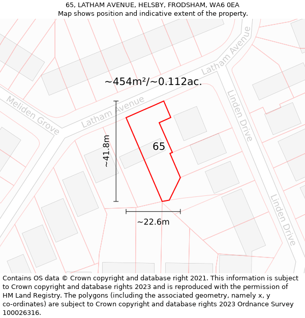 65, LATHAM AVENUE, HELSBY, FRODSHAM, WA6 0EA: Plot and title map