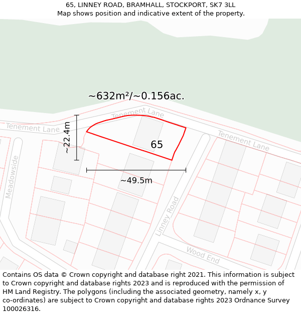 65, LINNEY ROAD, BRAMHALL, STOCKPORT, SK7 3LL: Plot and title map