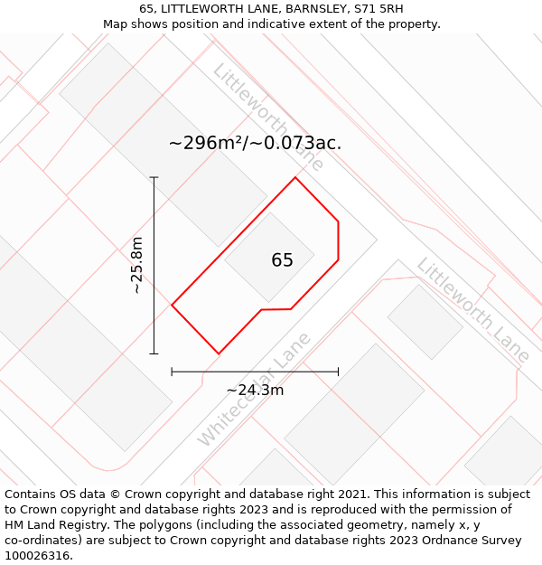 65, LITTLEWORTH LANE, BARNSLEY, S71 5RH: Plot and title map