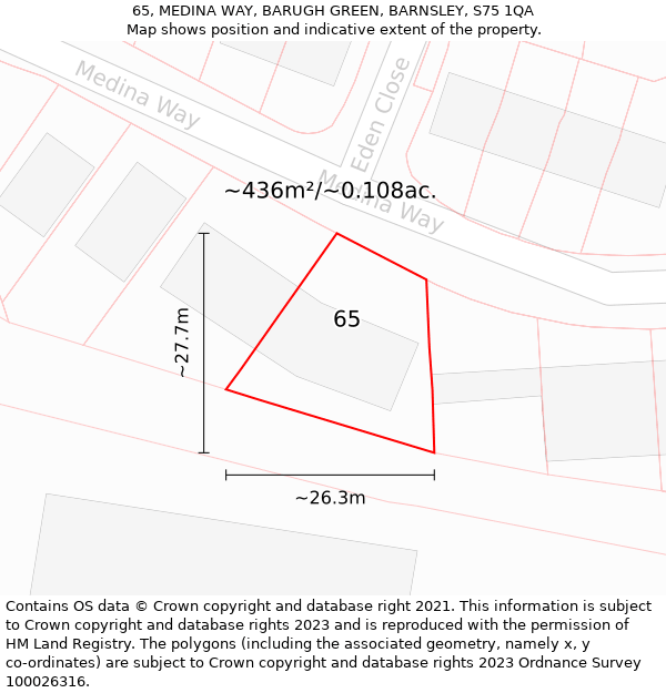 65, MEDINA WAY, BARUGH GREEN, BARNSLEY, S75 1QA: Plot and title map