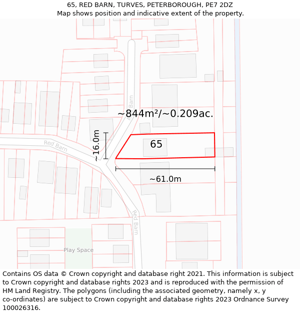 65, RED BARN, TURVES, PETERBOROUGH, PE7 2DZ: Plot and title map