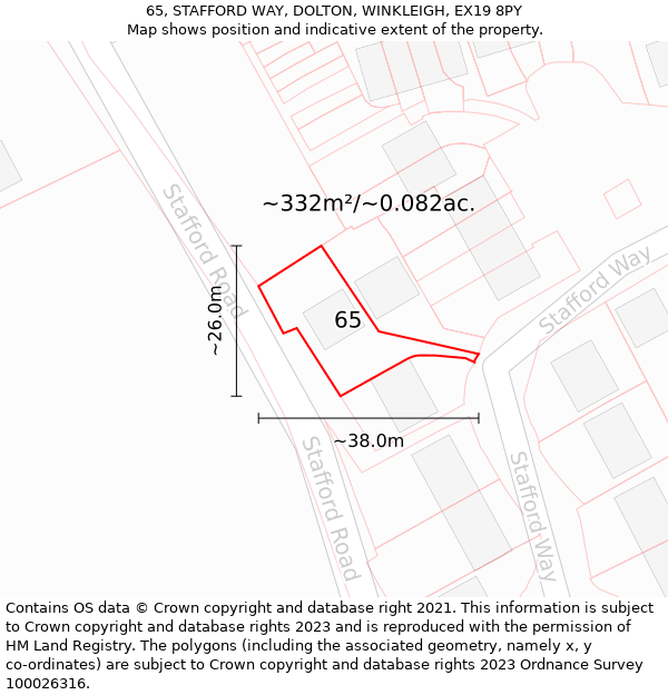 65, STAFFORD WAY, DOLTON, WINKLEIGH, EX19 8PY: Plot and title map