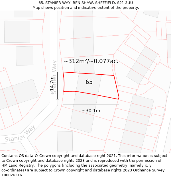 65, STANIER WAY, RENISHAW, SHEFFIELD, S21 3UU: Plot and title map