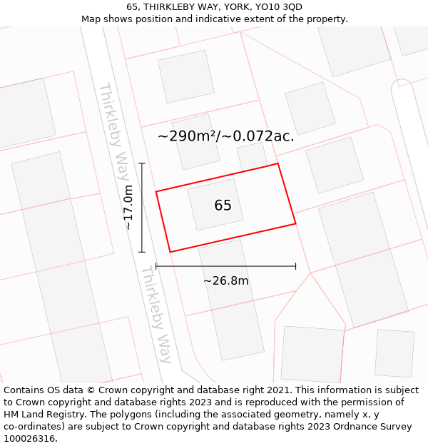 65, THIRKLEBY WAY, YORK, YO10 3QD: Plot and title map