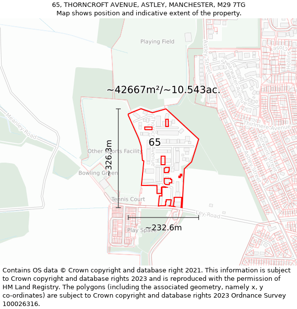 65, THORNCROFT AVENUE, ASTLEY, MANCHESTER, M29 7TG: Plot and title map