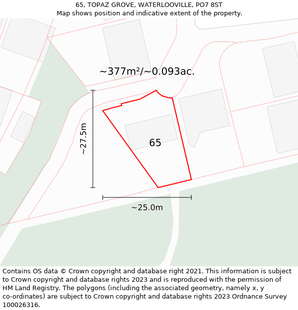 65, TOPAZ GROVE, WATERLOOVILLE, PO7 8ST: Plot and title map