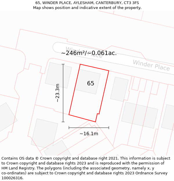 65, WINDER PLACE, AYLESHAM, CANTERBURY, CT3 3FS: Plot and title map