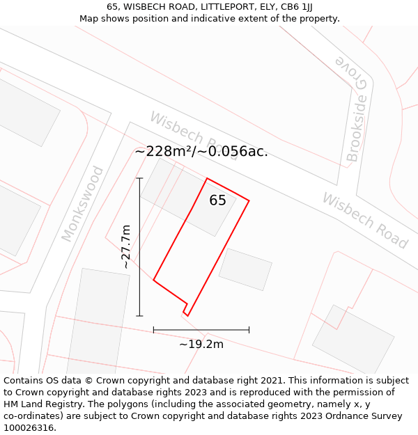 65, WISBECH ROAD, LITTLEPORT, ELY, CB6 1JJ: Plot and title map