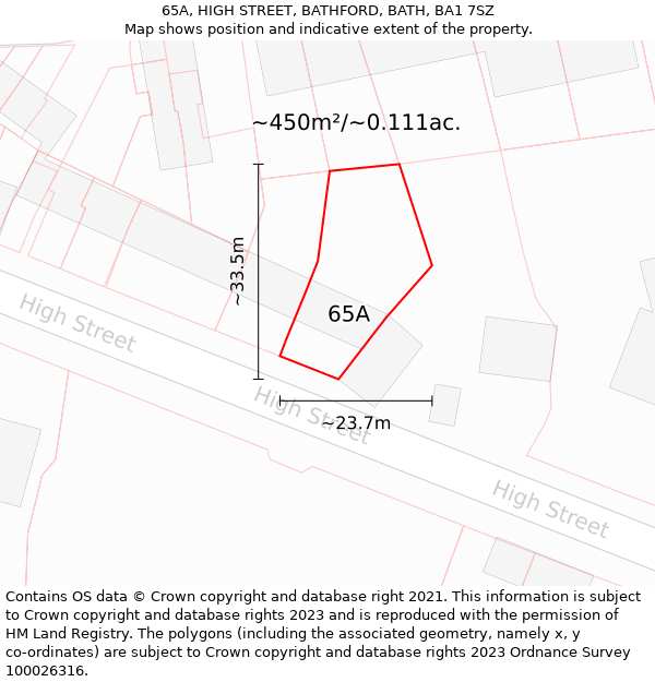 65A, HIGH STREET, BATHFORD, BATH, BA1 7SZ: Plot and title map